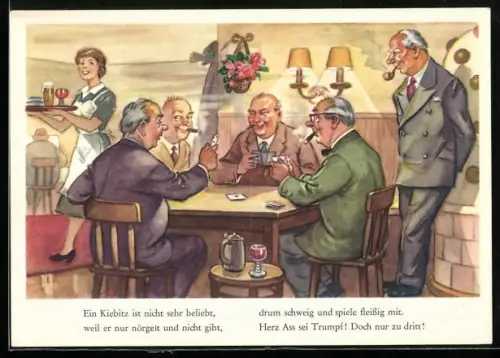 AK Männer beim Kartenspiel in der Kneipe