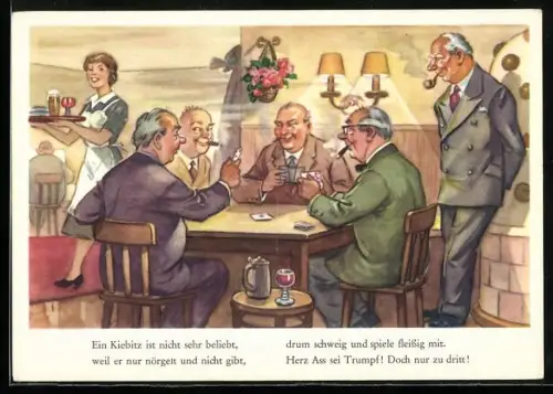 AK Männer beim Kartenspiel in der Kneipe