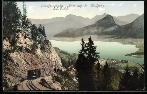 AK Schafbergbahn, Blick auf St. Wolfgang