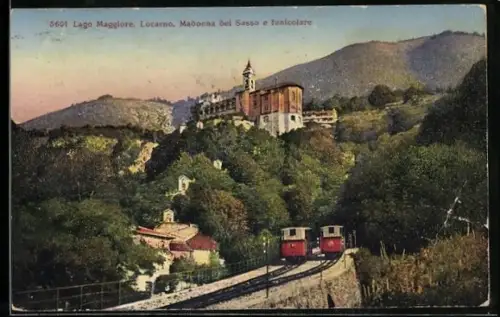 AK Locarno, Madonna del Sasso e funicolare, Bergbahn
