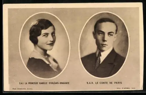 AK Le Comte de Paris, La Princesse Isabelle d`Orléans-Bragance