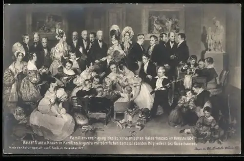 Künstler-AK Familienvereinigung des österreichischen Kaiserhauses im Herbst 1834