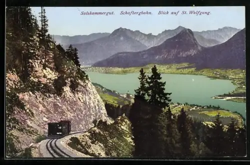AK St. Wolfgang, Schafbergbahn in Fahrt