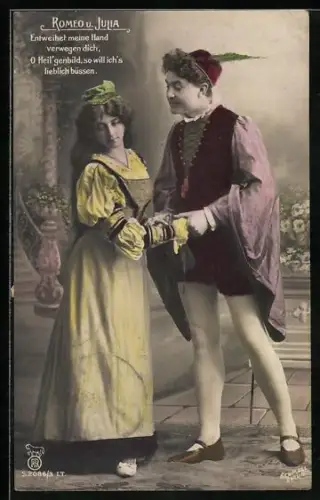 AK Romeo und Julia halten sich an den Händen, William Shakespeare