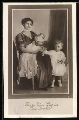 AK Kaiserin Zita mit Kronprinz Franz Josef Otto