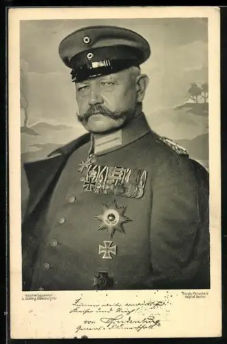 AK Paul von Hindenburg in Uniform mit Abzeichen
