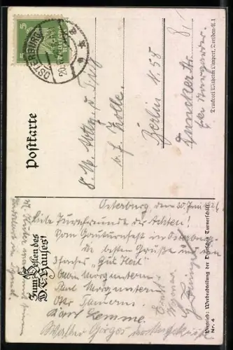 Künstler-AK Otto Amtsberg: Wenn der Jugend Ideale noch das Leben nicht geraubt, Zwei junge Männer mit Fahne