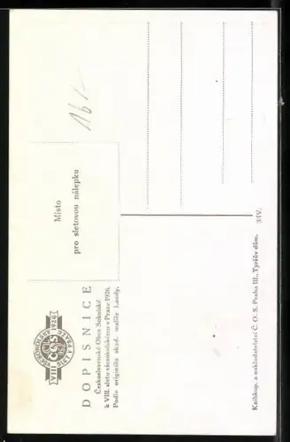 AK Sokol 1926, Athleten mit Falke und Blumen auf der Wiese