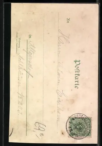 Lithographie Frisch Fromm Froh Frei, Turnvater Jahn und Sportler mit Hanteln