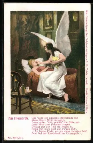 AK Engel schliesst Totem die Augen im Bett