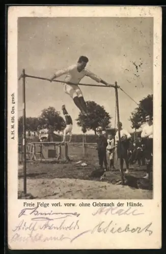 AK Freie Felge vorl. vorw. ohne Gebrauch der Hände an der Reckstange