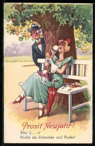 AK Frauenfeindlicher Humor, Pfui Luder, nichts als Schminke und Puder