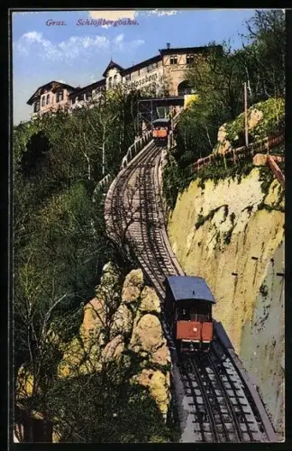 AK Graz, Schlossbergbahn und Restaurant Schlossberg