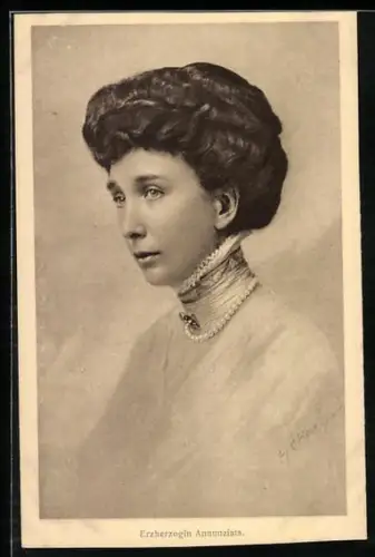 AK Erzherzogin Annunziata mit Hochsteckfrisur