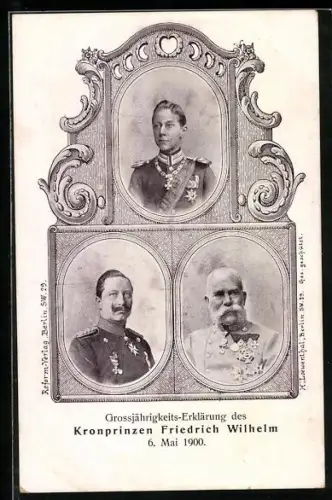 AK Grossjährigkeitserklärung des Kronprinzen Friedrich Wilhelm 6.5.1900, Kaiser Franz Josef I. von Österreich