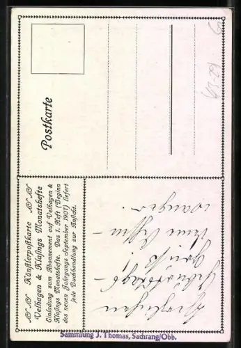 Künstler-AK Velhagen & Klasings Monatshefte, blondes Mädchen mit Tablett