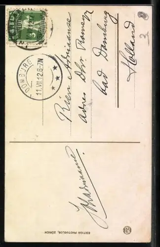 AK Passhöhe, Brünigbahn, Mann mit Hut