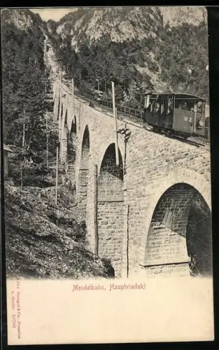 AK Mendelbahn, Wagon auf dem Hauptviadukt