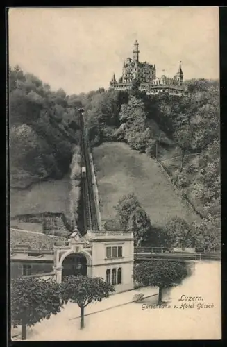 AK Luzern, Gütschbahn von Hotel Gütsch aus gesehen