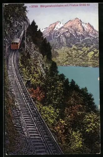 AK Bürgenstockbahn mit Pilatus