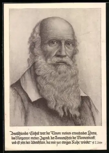 AK Portrait von Turnvater Jahn, Text, Deutsche Volksturnmeisterschaften 1952 in Hagen