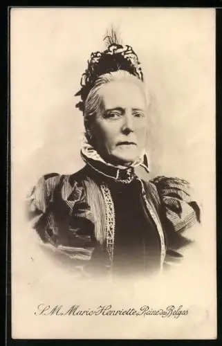 AK Marie Henriette, Reine des Belges im eleganten Kleid
