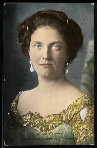 AK Kronprinzessin Luise von Sachsen im kostbaren Kleid