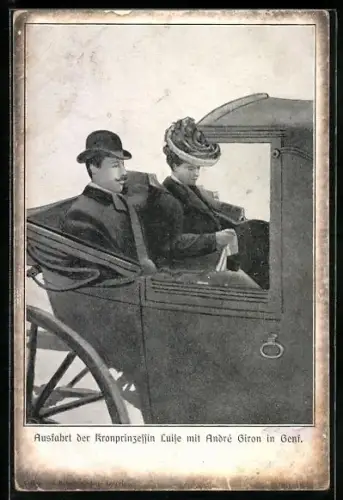 Künstler-AK Ausfahrt des Kronprinzessin Luise mit André Giron in Genf