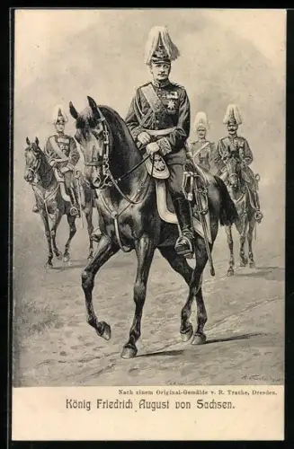 AK König Friedrich August von Sachsen zu Pferde