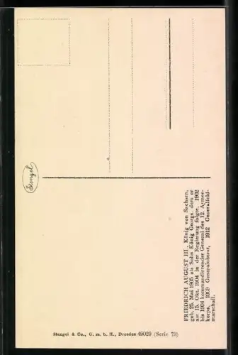 AK Porträtzeichnung Friedrich August III. von Sachsen