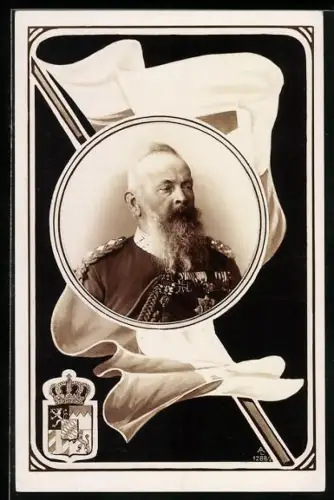 AK Porträt Prinzregent Luitpold in Uniform, Wappen