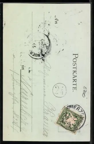 Mondschein-Lithographie Würzburg, Das Münster, Silberner Mond