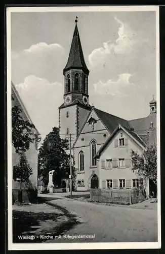 AK Wieseth, Kirche mit Kriegerdenkmal