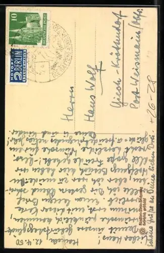 Steindruck-AK Hameln a. d. Weser, Partie am Stiftsherrenhaus