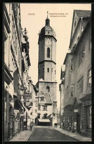 AK Jena, Johannis-Strasse mit Michaelis-Kirche