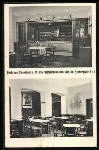 AK Alt-Frankfurt, Gasthaus zum Stift O. Stelz, Alte Fischerstube, Innenansichten