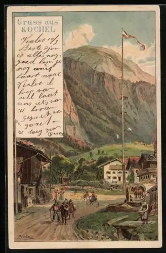 Künstler-AK Kochel, Ortspartie