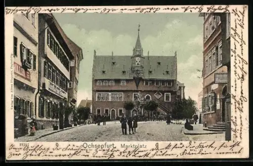 AK Ochsenfurt / Main, Marktplatz, Gasthof, Geschäfte, um 1900