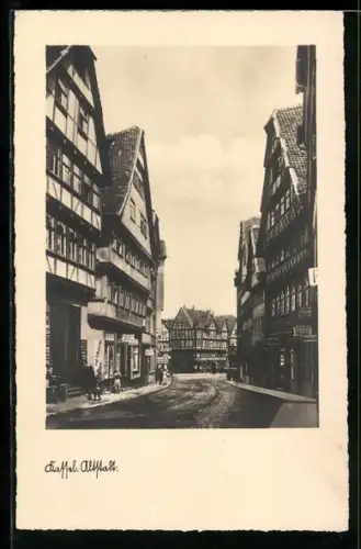 AK Schwäbisch Hall, Altstadt, Allee mit Fachwerkhäusern