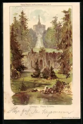 Lithographie Cassel, Pluto-Grotte