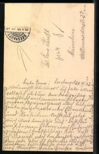 AK Seeshaupt, Kirche im Winter, Wohnhäuser