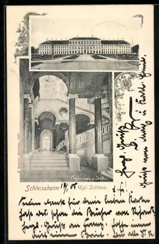 AK Schleissheim, Kgl. Schloss, Treppenhaus im Schloss