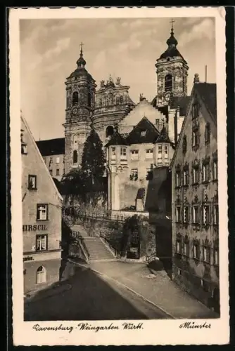 AK Weingarten / Württ., Strassenblick zum Münster
