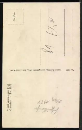 AK Garmisch, Hotel Garmischer Hof, Eislaufplatz, Alpenpanorama