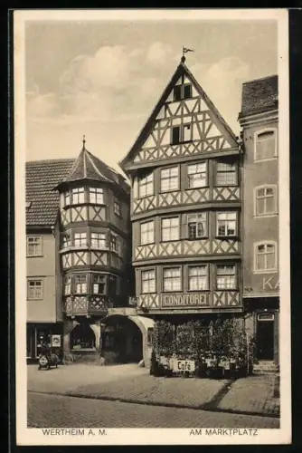 AK Wertheim a. M., Marktplatz, Conditorei, Café