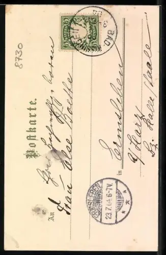 Lithographie Bad Kissingen, Kurpark, Brunnenhalle