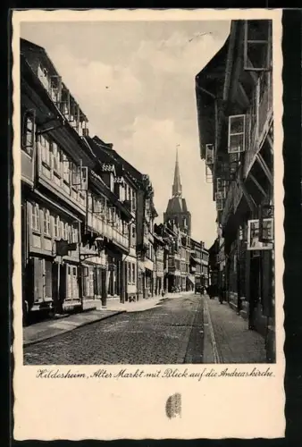 AK Hildesheim, Alter Markt mit Blick auf die Andreaskirche