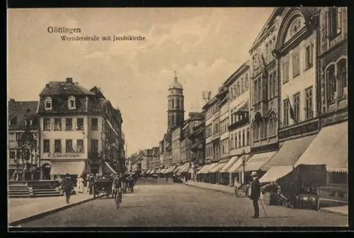 AK Göttingen, Weenderstrasse mit Jacobikirche