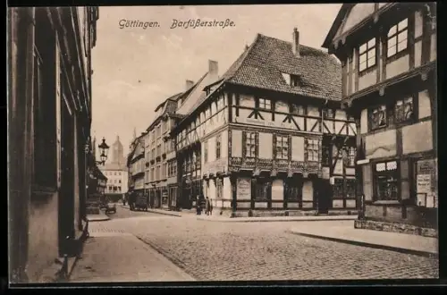 AK Göttingen, Barfüsserstrasse, Fachwerkhäuser
