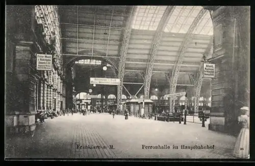 AK Frankfurt a. M., Perronhalle im Hauptbahnhof